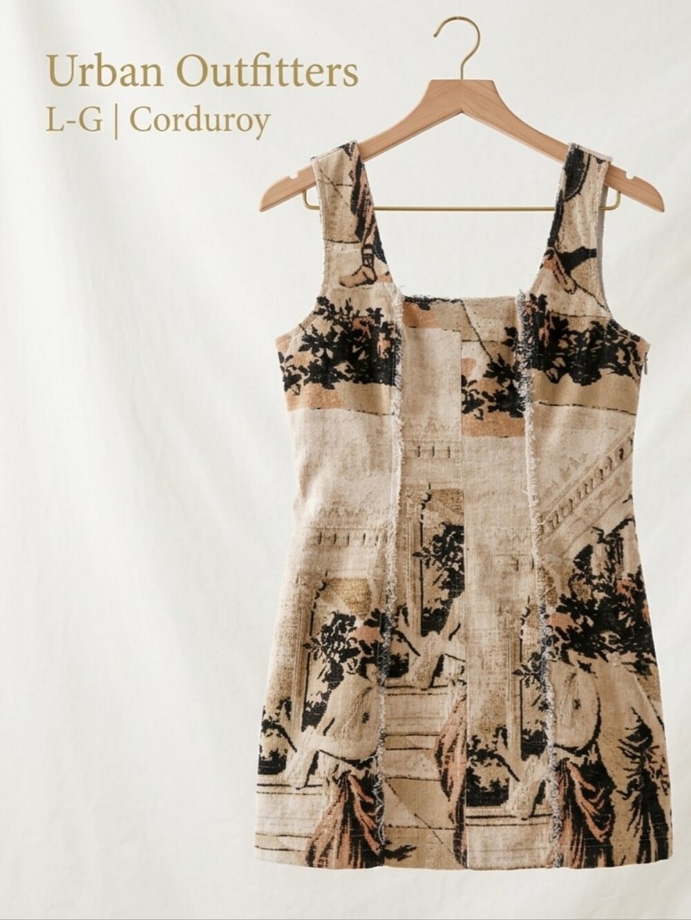 Urban Outfitters Beige Tapestry Corduroy Mini Dress L